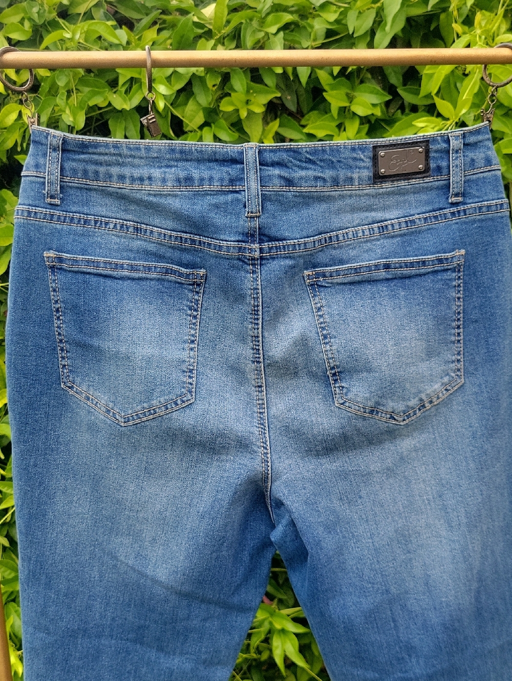 Boho Ruffle-peplum Distressed Hem Blue Jeans - Picture 8 of 13